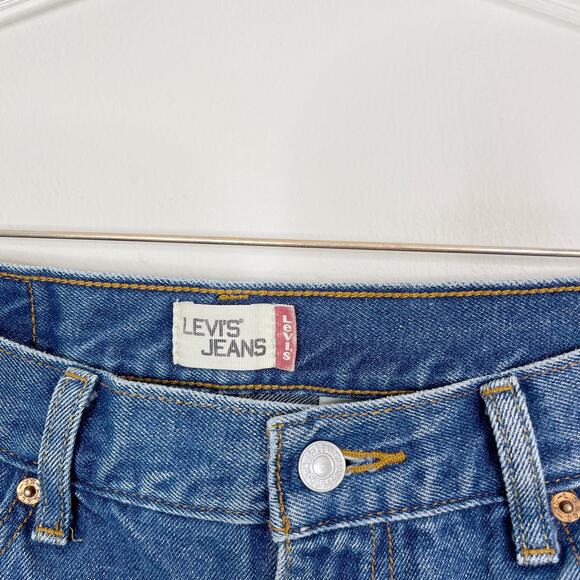 Levis 550 Cut Off Shorts Womens Size 8 Medium Wash High Waist Cotton Fringe Hem - Picture 10 of 12